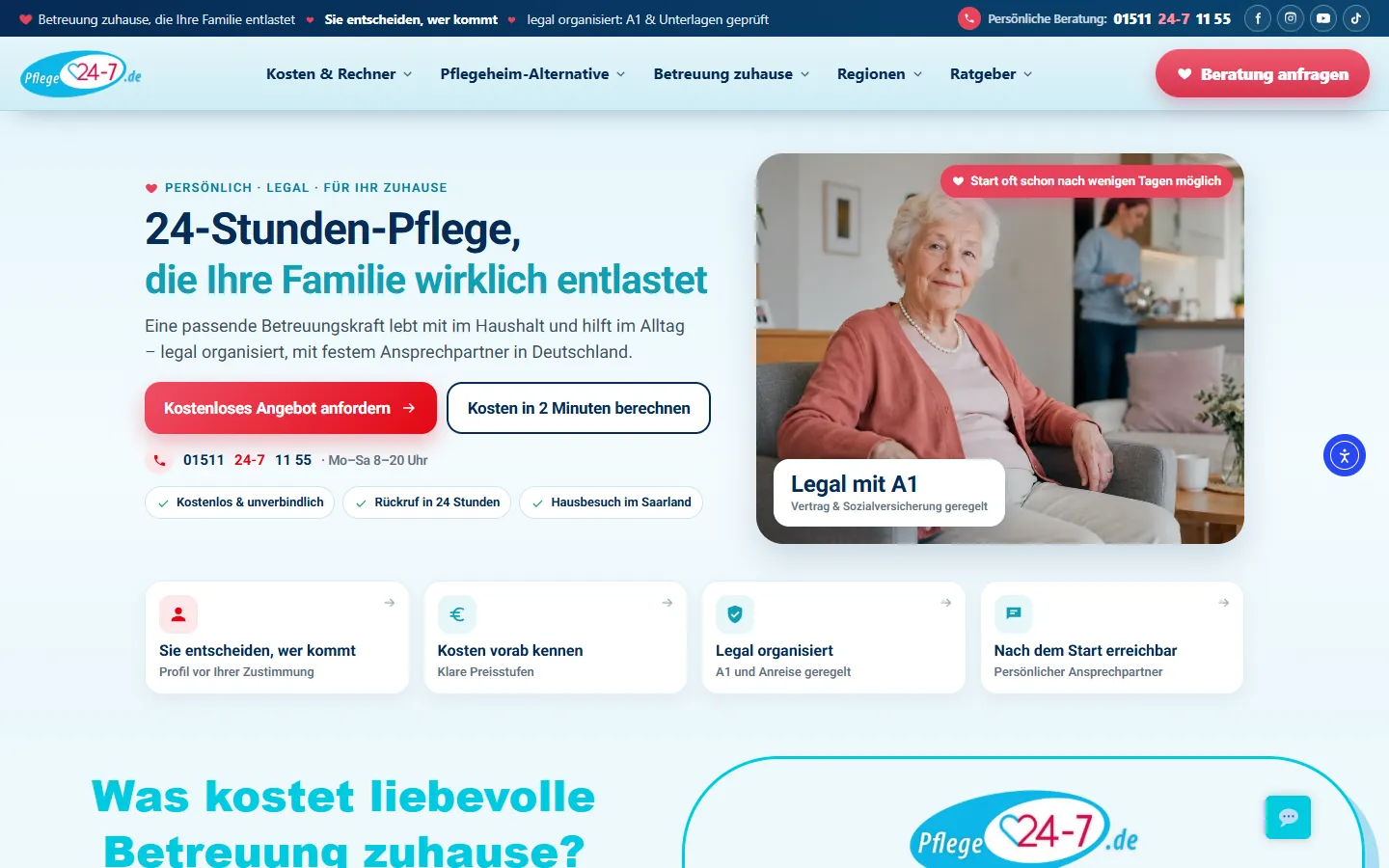 Startseite Pflege24-7 am Laptop